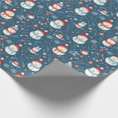 Snowmen Sneeuwvlokken Snoep Canes Groene Kerst Cadeaupapier (Hoek)