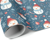 Snowmen Sneeuwvlokken Snoep Canes Groene Kerst Cadeaupapier (Rol Hoek)