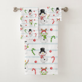 Snowmen, snoepkanen, stangen en stripes bad handdoek