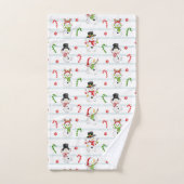 Snowmen, snoepkanen, stangen en stripes bad handdoek (Handdoek)