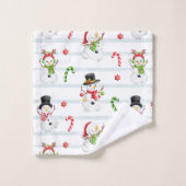 Snowmen, snoepkanen, stangen en stripes bad handdoek (Wasdoekje)