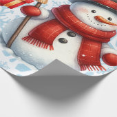 Snowmen Snowflakes Background Large Scale Cadeaupapier (Hoek)