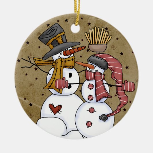Snowmen Sterrennacht Keepomwille Ornament (Voorkant)