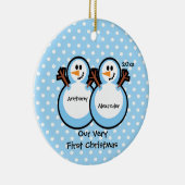 Snowmen Twin Boys Baby's Eerste kerstversiering Keramisch Ornament (Rechts)