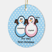 Snowmen Twins Baby's First Kerstversiering Keramisch Ornament (Links)