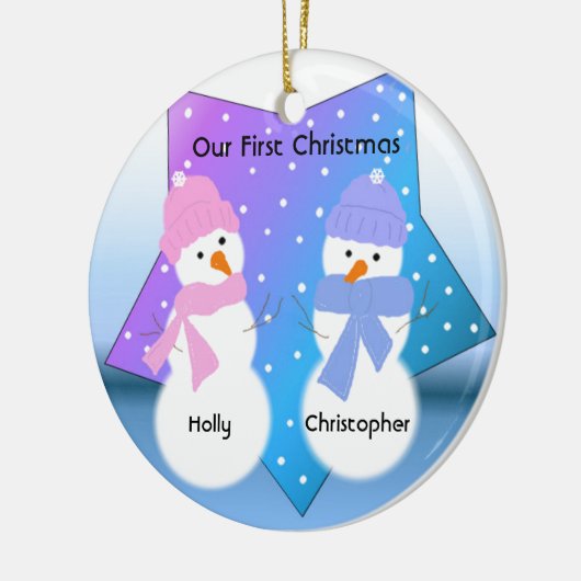 Snowmen Twins First Kerstmis Keramisch Ornament (Links)