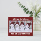 Snowmen vakantie Briefkaart (Staand voorkant)