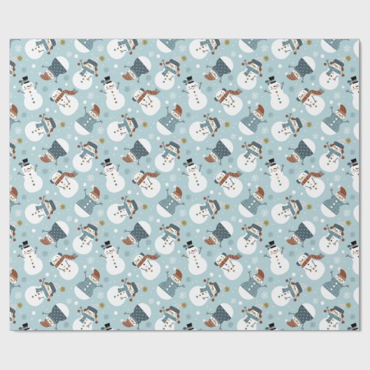 Snowmen — Verpakkingspapier Cadeaupapier (Vlak)