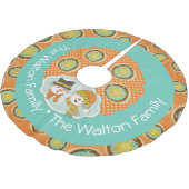 Snowmen Voeg Familienaam Holiday Tree Skirt toe Kerstboom Rok (Gekanteld)