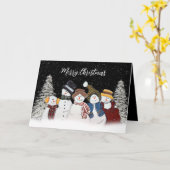 Snowmen voor vrolijk kerstfeest met bomen kaart (Gele Bloem)