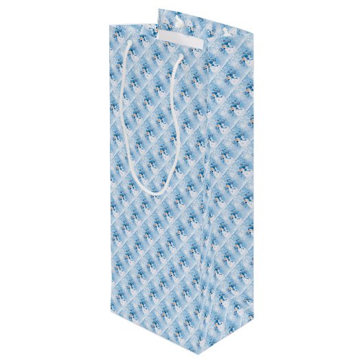 Snowmen Wijn Cadeautas (Achterkant Gekanteld)