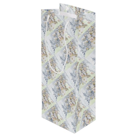 Snowmen Wijn Cadeautas (Achterkant Gekanteld)