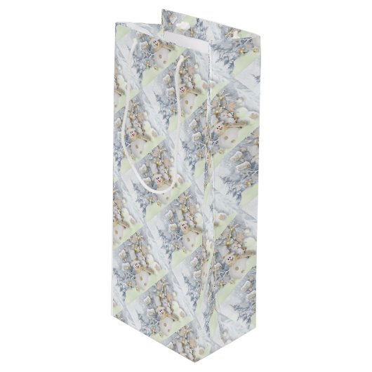 Snowmen Wijn Cadeautas (Voorkant Gekanteld)