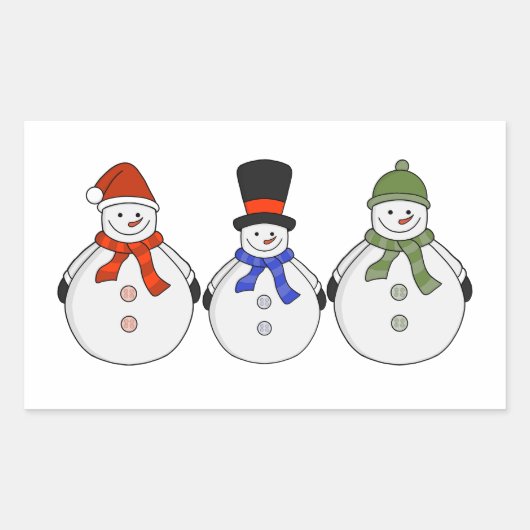 Snowmen Winter is gekomen Rechthoekige Sticker (Voorkant)