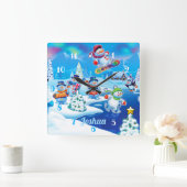 Snowmen Winter Wonderland. Grote wandklok (Huis)