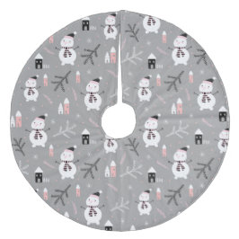 Snowmen, woningen en winterbijkantoren fleece kerstboom rok