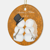 Snowmen zoenen trouwden met onze eerste kerstdag keramisch ornament (Links)