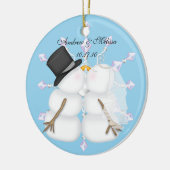 Snowmen zoenen trouwden met onze eerste kerstdag keramisch ornament (Links)