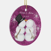 Snowmen zoenen trouwden met onze eerste kerstdag keramisch ornament (Rechts)