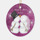 Snowmen zoenen trouwden met onze eerste kerstdag keramisch ornament (Links)