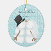 Snowmen zoenen trouwden met onze eerste kerstdag keramisch ornament (Links)