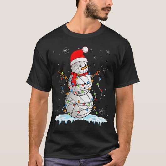 Snowmies Santa Lights Christmas Snowman Volleyball T-shirt (Voorkant)