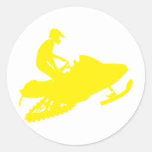 Snowmobier/Geel Geleid Ronde Sticker