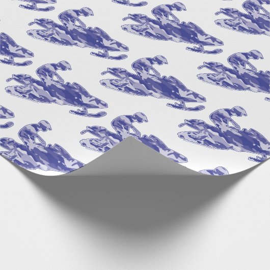 Snowmobier in Camouflage Blue Cadeaupapier (Hoek)