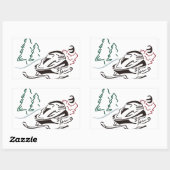 Snowmobier Pine Trees Rechthoekige Sticker (Vel)