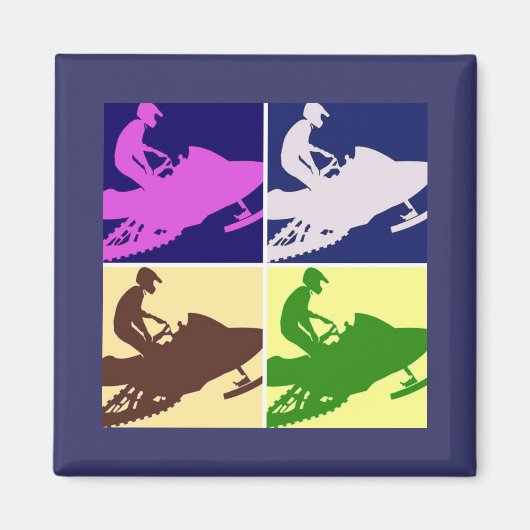 Snowmobier/Pop Art Magneet (Voorkant)