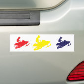 Snowmobier/rood, geel, blauw bumpersticker (Op auto)