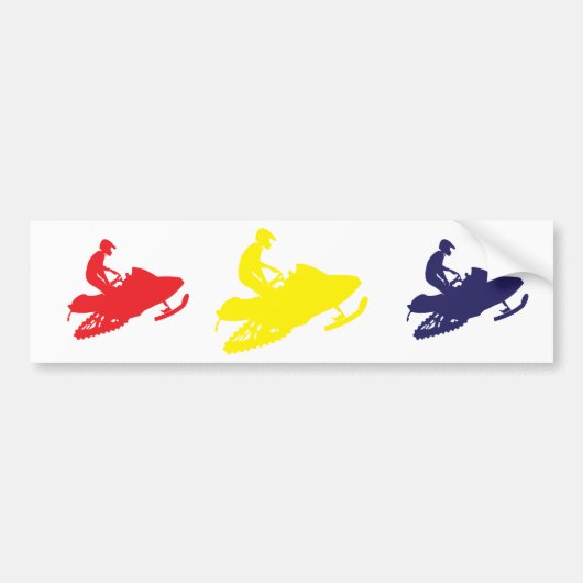 Snowmobier/rood, geel, blauw bumpersticker (Voorkant)