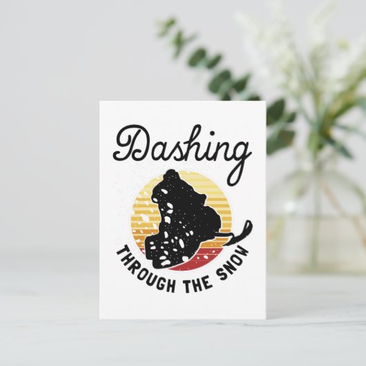 Snowmobiing - Dashing door de sneeuw Briefkaart (Staand voorkant)