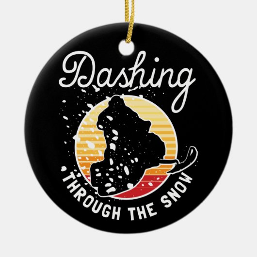 Snowmobiing - Dashing door de sneeuw Keramisch Ornament (Voorkant)