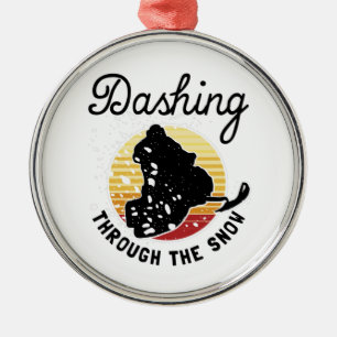 Snowmobiing - Dashing door de sneeuw Metalen Ornament