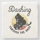 Snowmobiing - Dashing door de sneeuw Stenen Onderzetter (Voorkant)