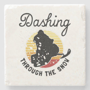 Snowmobiing - Dashing door de sneeuw Stenen Onderzetter