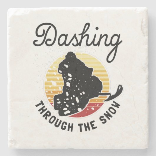 Snowmobiing - Dashing door de sneeuw Stenen Onderzetter (Voorkant)