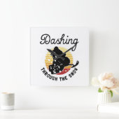 Snowmobiing - Dashing door de sneeuw Vierkante Klok (Huis)