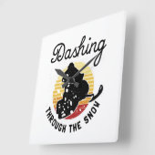 Snowmobiing - Dashing door de sneeuw Vierkante Klok (Hoek)