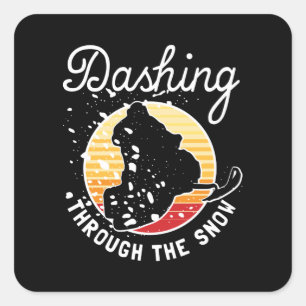 Snowmobiing - Dashing door de sneeuw Vierkante Sticker