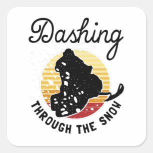 Snowmobiing - Dashing door de sneeuw Vierkante Sticker