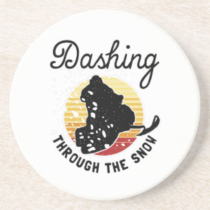 Snowmobiing - Dashing door de sneeuw Zandsteen Onderzetter