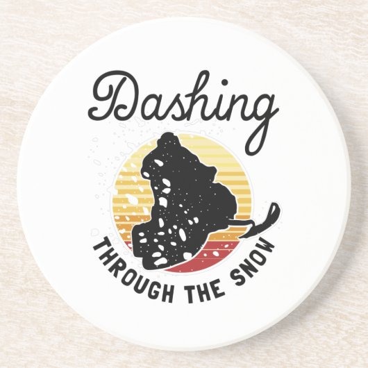 Snowmobiing - Dashing door de sneeuw Zandsteen Onderzetter (Voorkant)