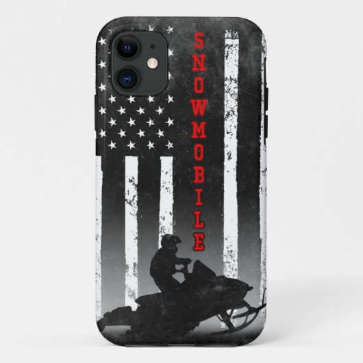 SNOWMOBILE AMERICAN FLAG BLACK Sled Winter Sport R Case-Mate iPhone Case (Achterkant)