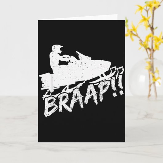 Snowmobile Braap Funny Motor Sled Snowmobiling  Kaart (Gele Bloem)