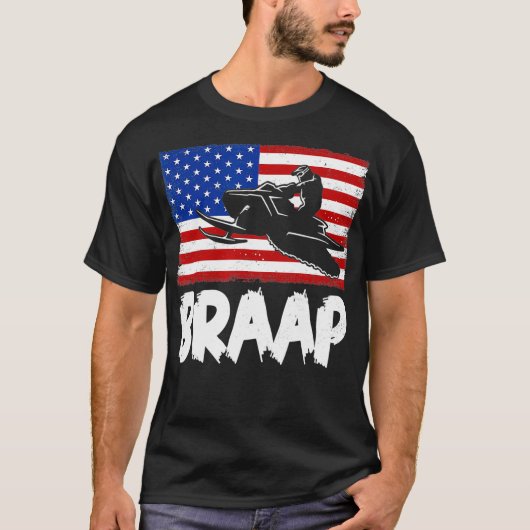 Snowmobile Braap  Verenigde Staten Amerikaanse vla T-shirt (Voorkant)