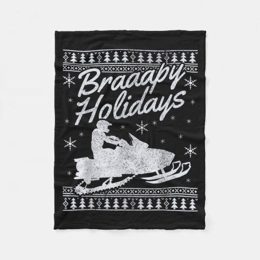 Snowmobile Braapy Holidays Funny Braap Ugly Christ Fleece Deken (Voorkant)
