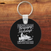 Snowmobile Braapy Holidays Funny Braap Ugly Christ Sleutelhanger (Voorkant)