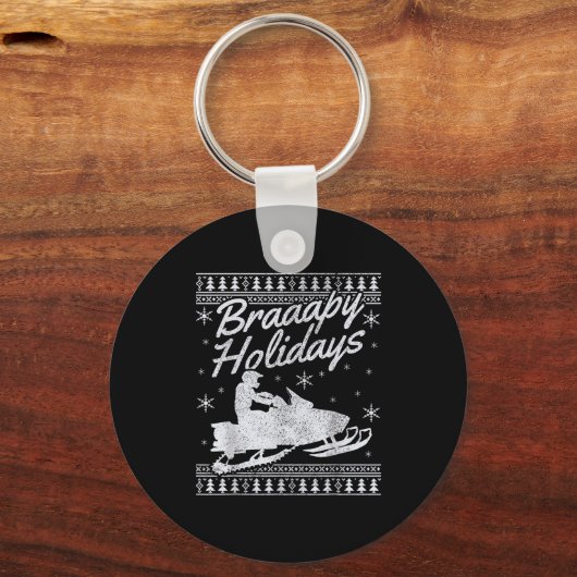 Snowmobile Braapy Holidays Funny Braap Ugly Christ Sleutelhanger (Voorkant)